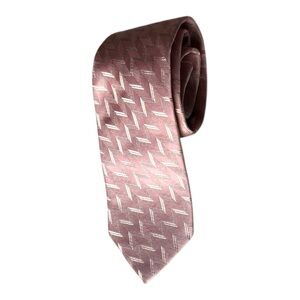 Giorgio Armani Vintage made in Italy solid pink zig zap geometric silk necktie